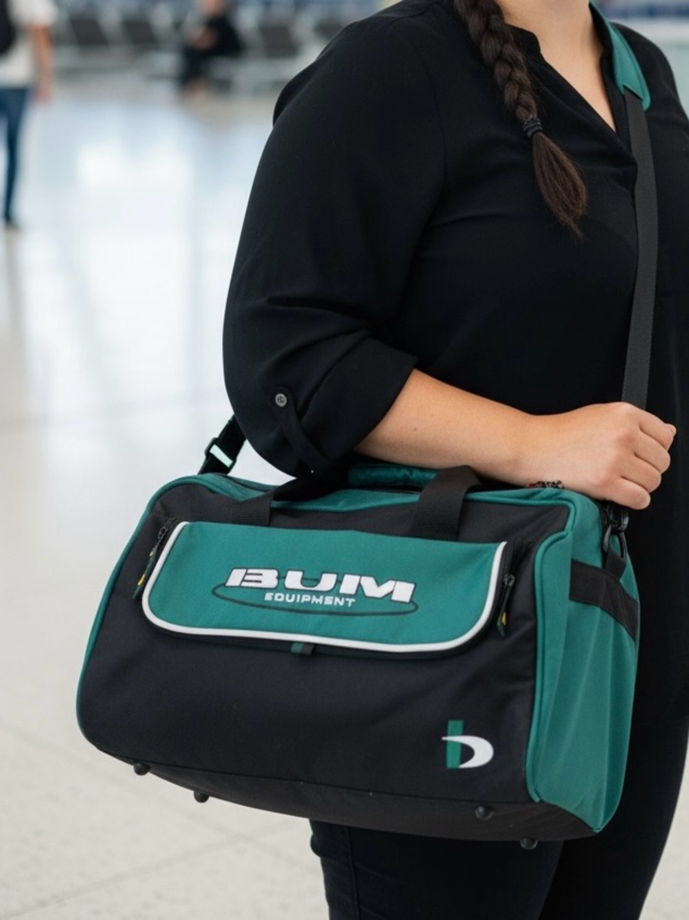 Vintage Bum Equipment Teal and Black Travel Bag